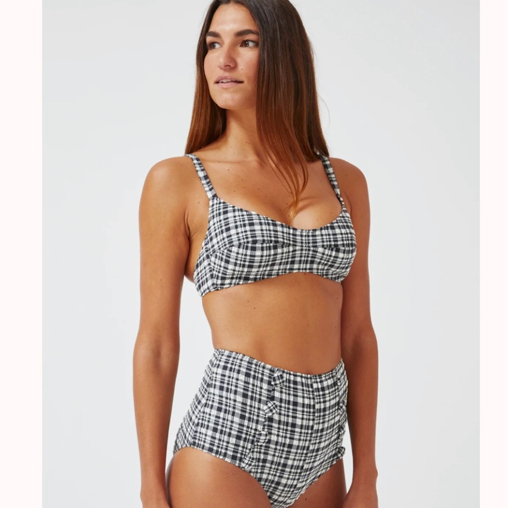 Lisa Marie Fernandez poppy plaid seersucker Genevieve high waisted bikini